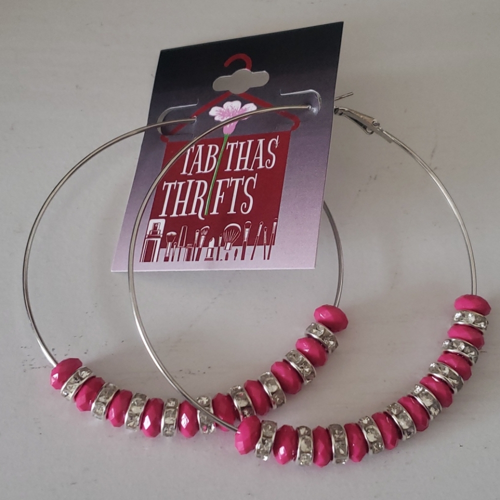 Pink Stone Earrings - Picture 3 of 3